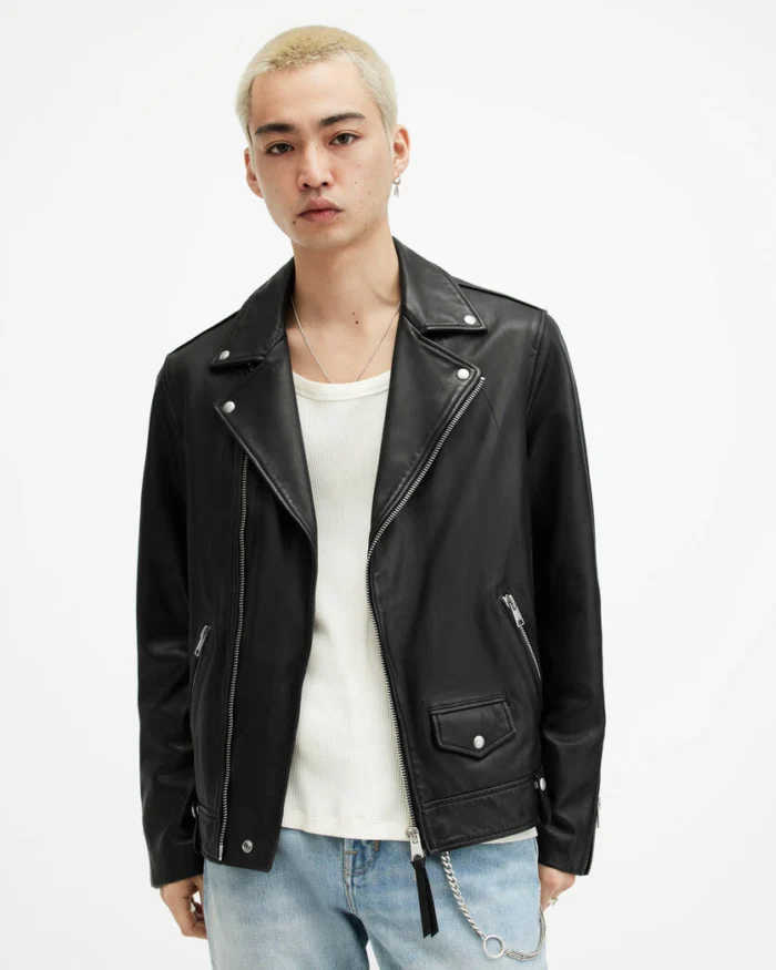 Black Milo Asymmetric Zip Biker Jacket | AllSaints