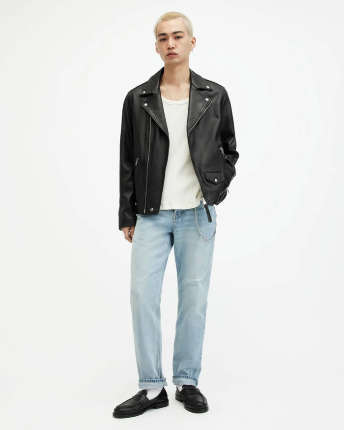 Black Milo Asymmetric Zip Biker Jacket | AllSaints