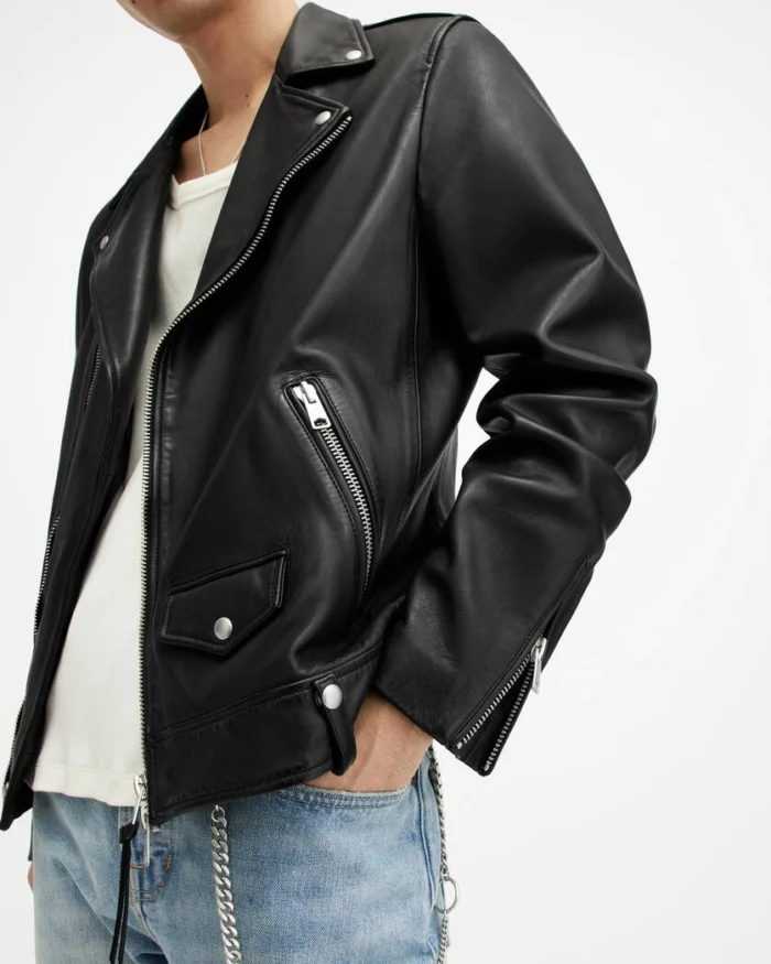 Black Milo Asymmetric Zip Biker Jacket | AllSaints