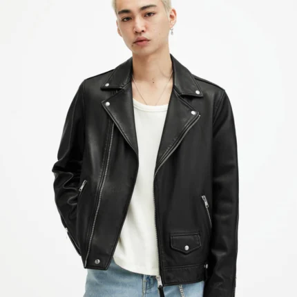 Black Milo Asymmetric Zip Biker Jacket | AllSaints