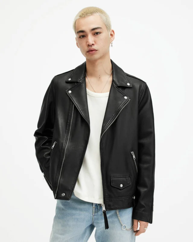 Black Milo Asymmetric Zip Biker Jacket | AllSaints