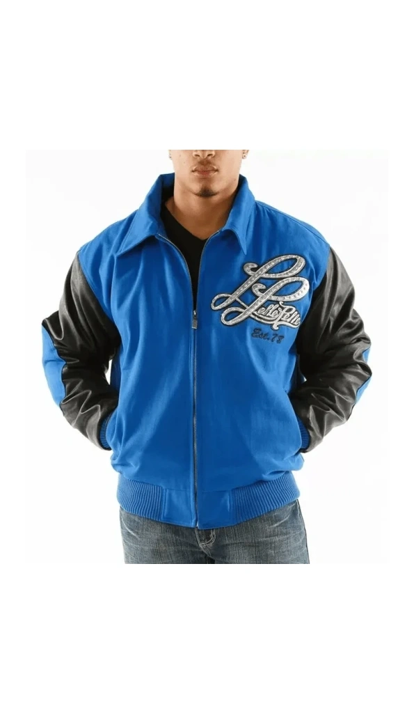 Pelle Pelle Men Notorious MB Blue Jacket | Wool & Leather