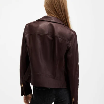 Oxblood Red Dalby Slim Fit Biker Jacket | AllSaints