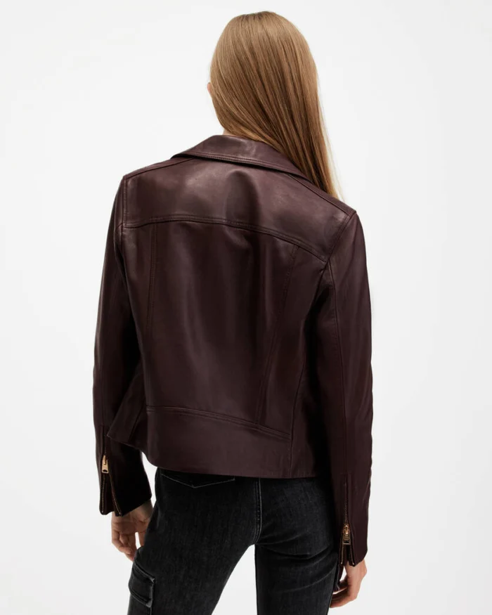 Oxblood Red Dalby Slim Fit Biker Jacket | AllSaints