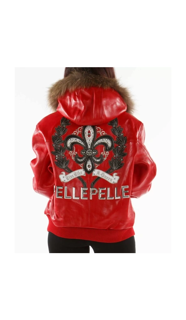 Pelle Pelle Women Red Fur Hooded Jacket | Live Like A Queen