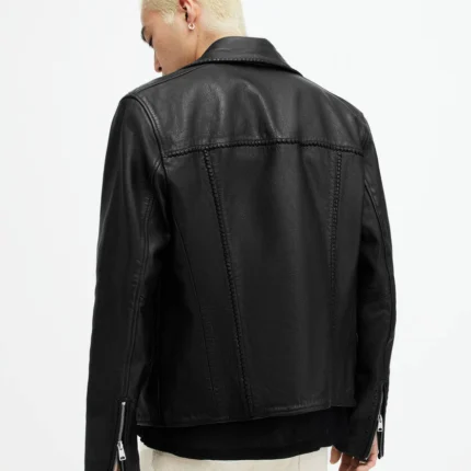 Warner Relaxed Fit Leather Biker Jacket | AllSaints