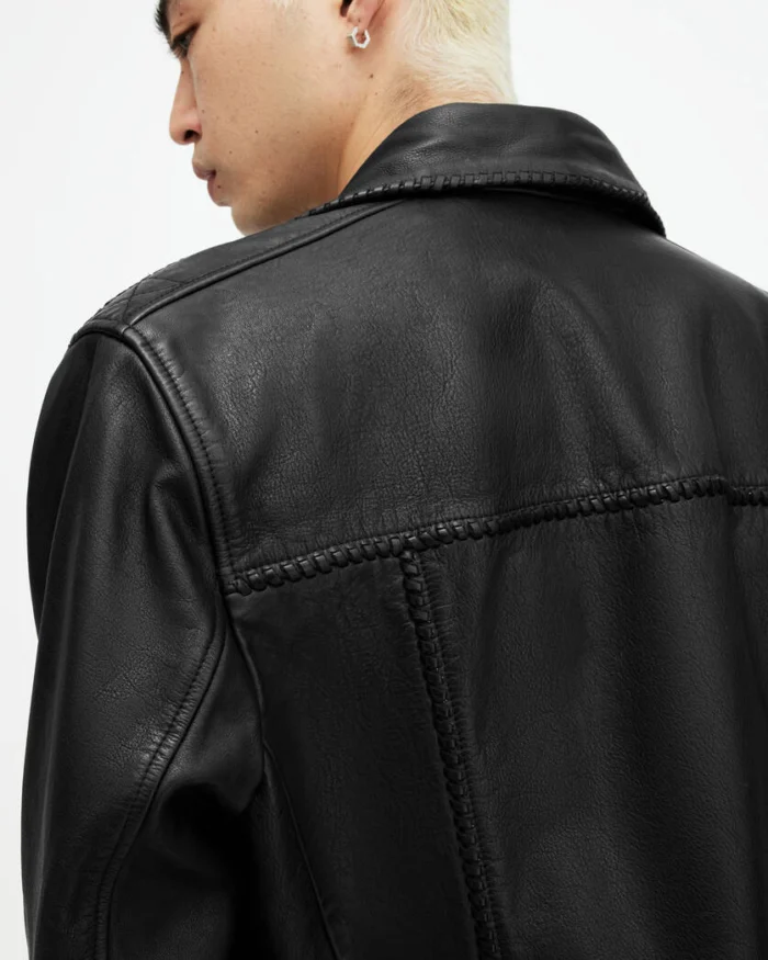 Warner Relaxed Fit Leather Biker Jacket | AllSaints