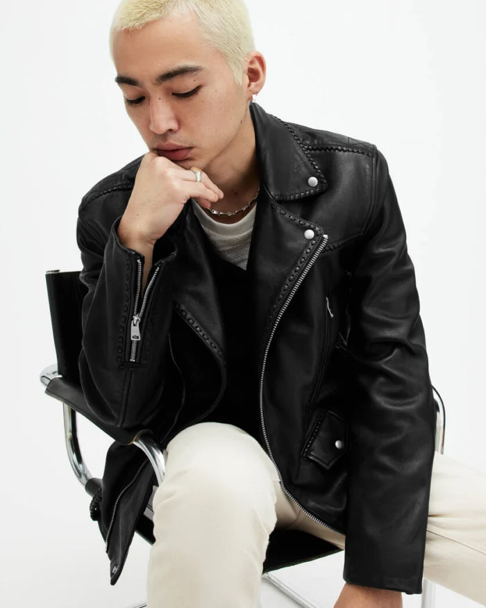 Warner Relaxed Fit Leather Biker Jacket | AllSaints