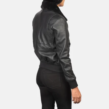 Women Black Bomber Suede Aviator Jacket