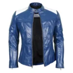 Biker Blue Leather Jacket