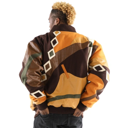 Pelle Pelle Yellow Abstract Leather Jacket | Men Jacket view 2