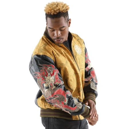 Pelle Pelle Men Yellow Dragon Varsity Jacket view 3