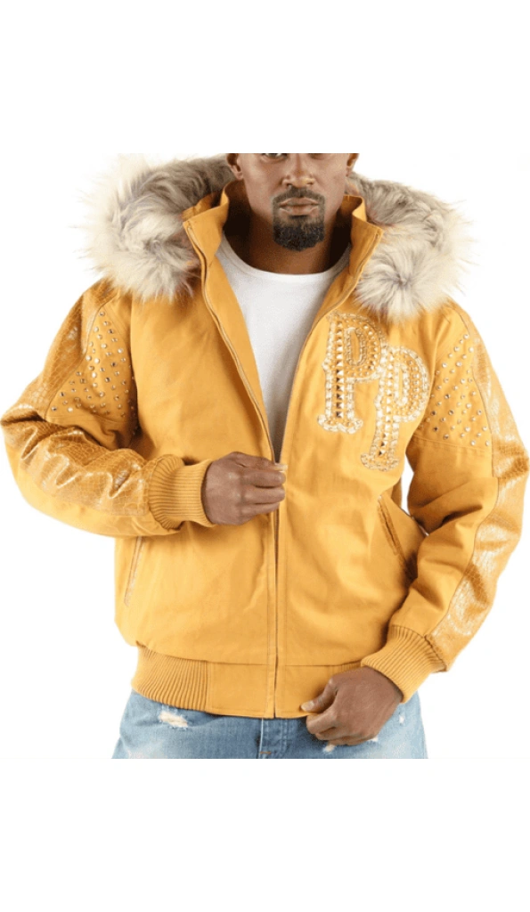 Pelle Pelle Men Yellow Airbourne Wool Jacket | Fur Hood