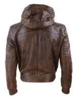 Dark Brown Leather Jacket With Hood