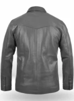 Gray Leather Shirt Jacket