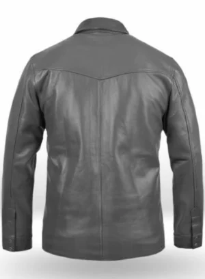 Gray Leather Shirt Jacket