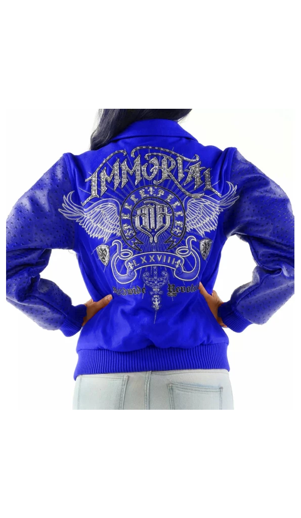 PELLE PELLE IMMORITAL BLUE WOOL LEATHER JACKET