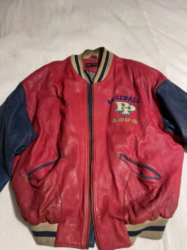 Pelle Pelle Baseball Champion Red Leather Jacket