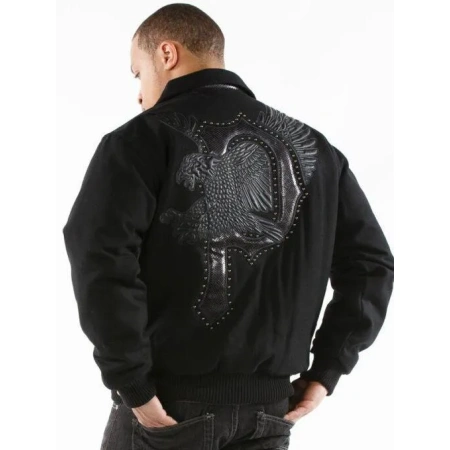Pelle Pelle Men Eagle Black Wool Jacket view 2