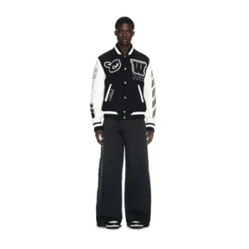 Leather Wool Varsity Jacket | Off-White