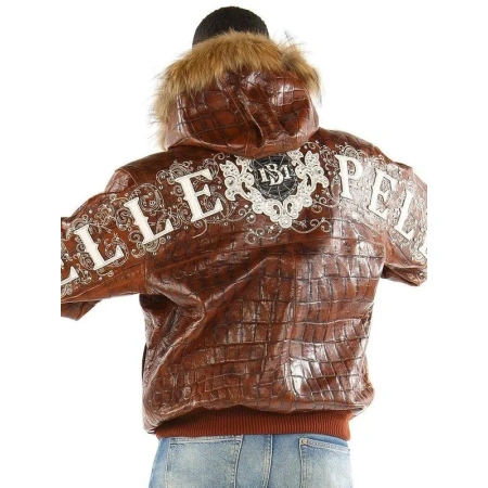 Pelle Pelle Brown Shoulder Crest MB Jacket | Fur Hood Jacket view 2