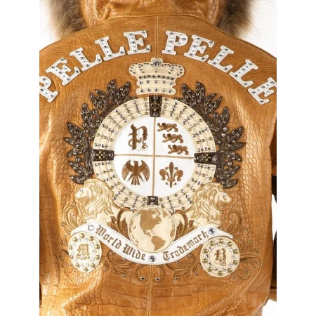 Pelle Pelle Light Brown MB Leather Jacket | Fur Hood Jacket view 2