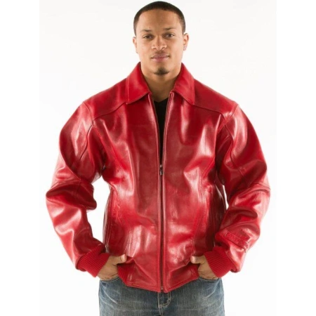 Pelle Pelle Men Red Plush Leather Jacket view 4