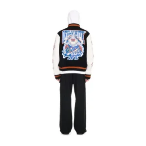 Black Wizard Leather Wool Varsity Jacket | Off-White