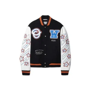 Black Wizard Leather Wool Varsity Jacket | Off-White