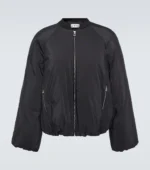 Genuine Black Polyester Bomber Jacket