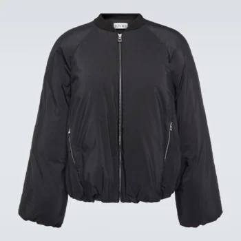 Genuine Black Polyester Bomber Jacket