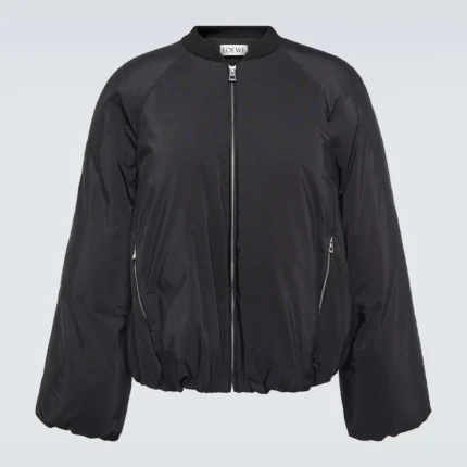 Genuine Black Polyester Bomber Jacket