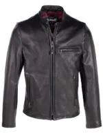 Waxed Natural Pebbled Cowhide Cafe Leather Jacket