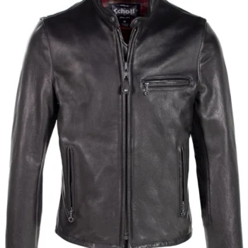 Waxed Natural Pebbled Cowhide Cafe Leather Jacket