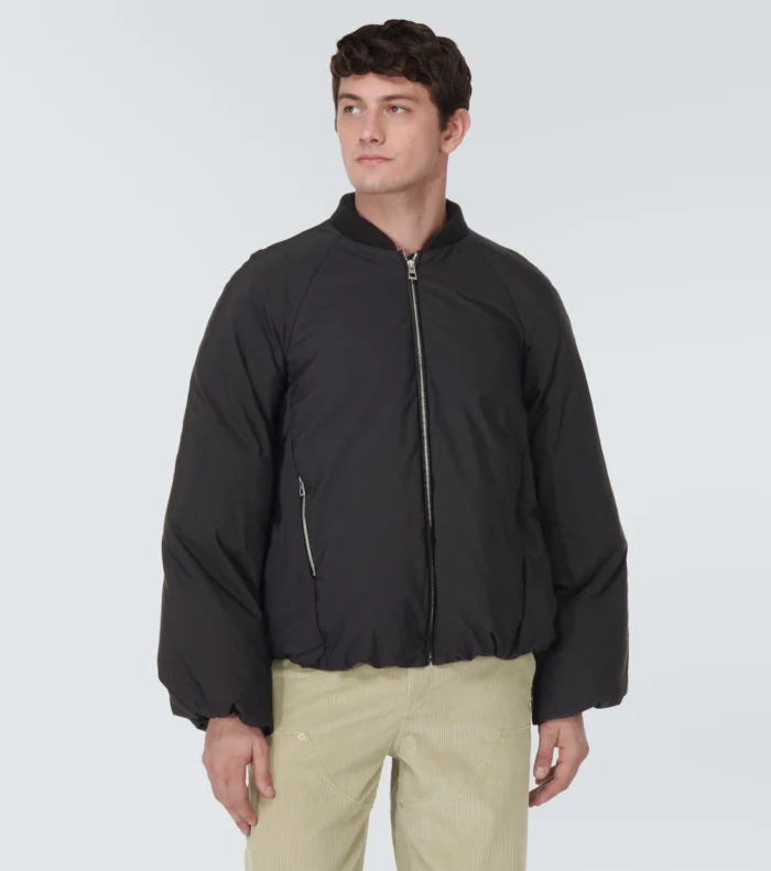 Genuine Black Polyester Bomber Jacket