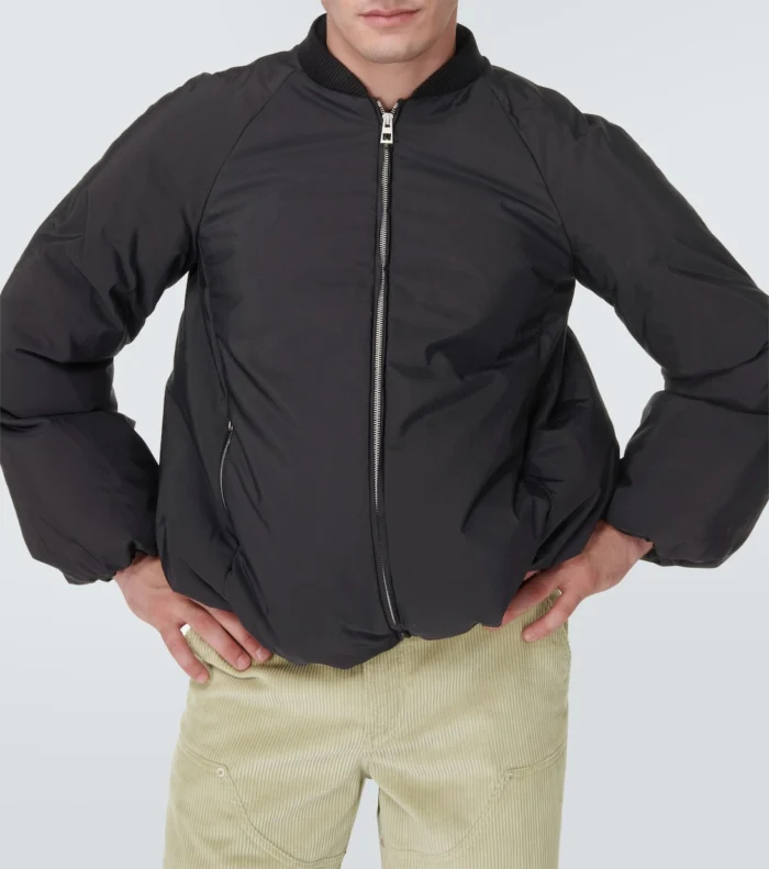 Genuine Black Polyester Bomber Jacket