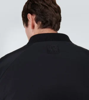 Genuine Black Polyester Bomber Jacket