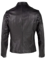 Waxed Natural Pebbled Cowhide Cafe Leather Jacket