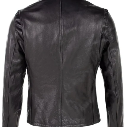 Waxed Natural Pebbled Cowhide Cafe Leather Jacket