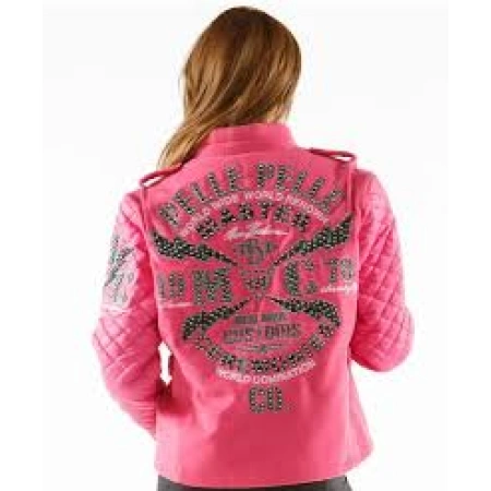 Pelle Pelle Pink Studded Varsity Jacket view 2