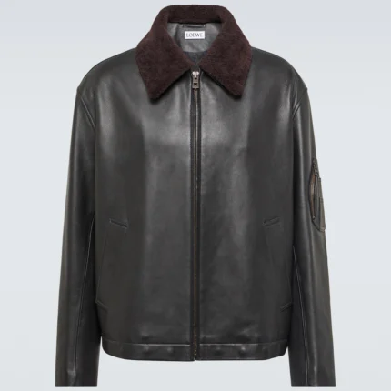 Genuine Black Leather bomber jacket