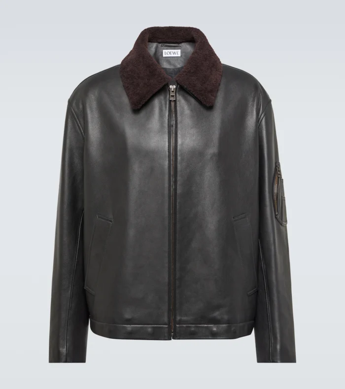 Genuine Black Leather bomber jacket