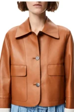 Ladies Ocher Leather Jacket