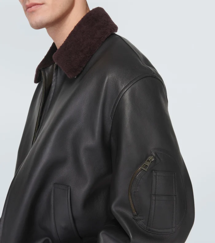 Genuine Black Leather bomber jacket