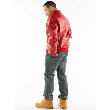 Pelle Pelle Men Red Plush Leather Jacket view 2