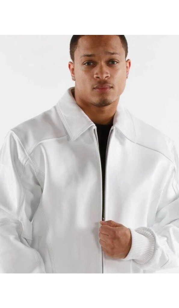 Pelle Pelle Men White Plush Leather Jacket