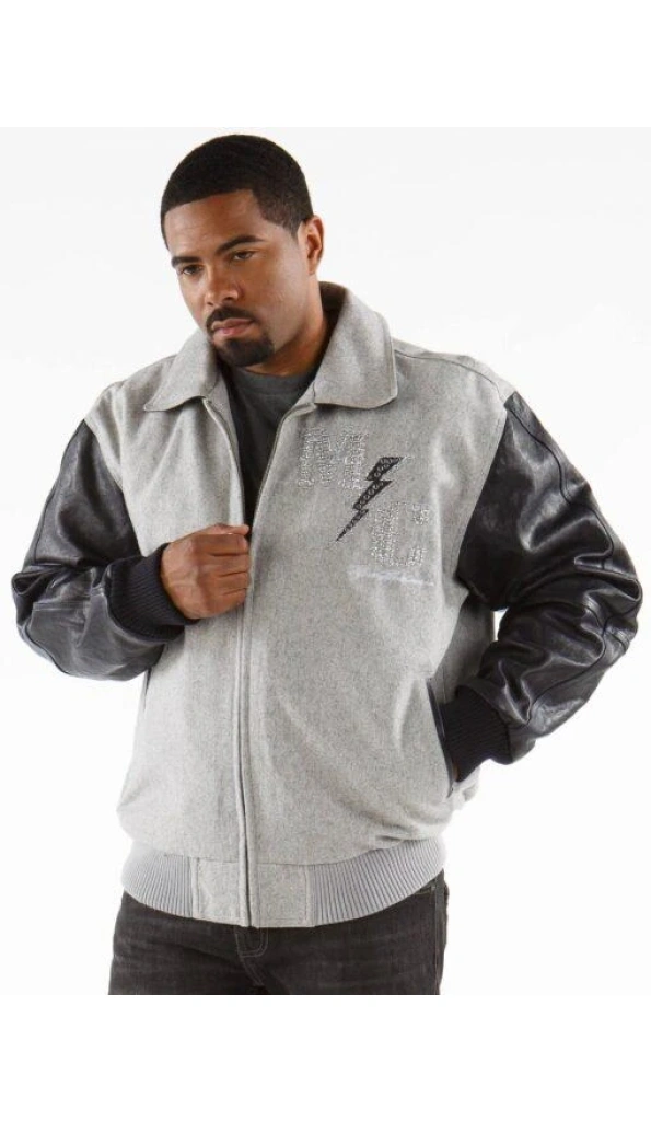 Pelle Pelle Grey MC Leather Wool Jacket