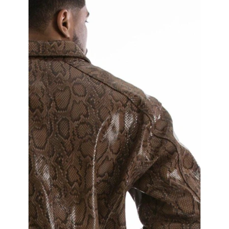 Pelle Pelle Python Print Shiny Brown Jacket view 3