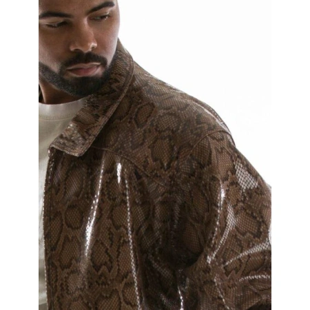 Pelle Pelle Python Print Shiny Brown Jacket view 4