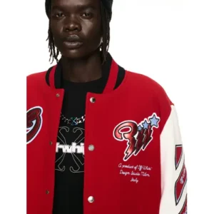 Scorpio Leather Wool Varsity Jacket | Off-White